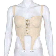 Women Fashion Hook Corset Sexy Bustier Backless Zipper Sleeveless Crop Tops