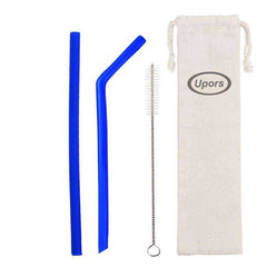 Reusable Drinking Flexible Straw Shakes with Brush & Pouch