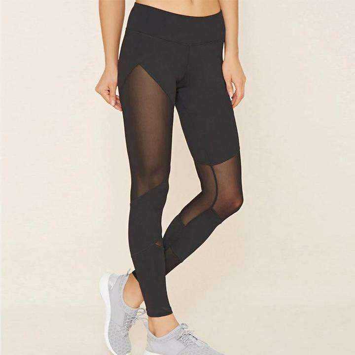 Black Mesh Splice Push Up Leggings