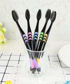 Image of New 4 Pieces Charcoal Bamboo Toothbrush Dental Oral Care