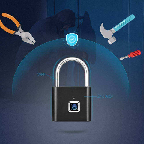 Image of Golden Security Keyless USB Rechargeable Door Lock Fingerprint Smart Padlock