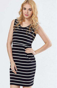 Striped Summer Maternity Breastfeeding Sleeveless Dress