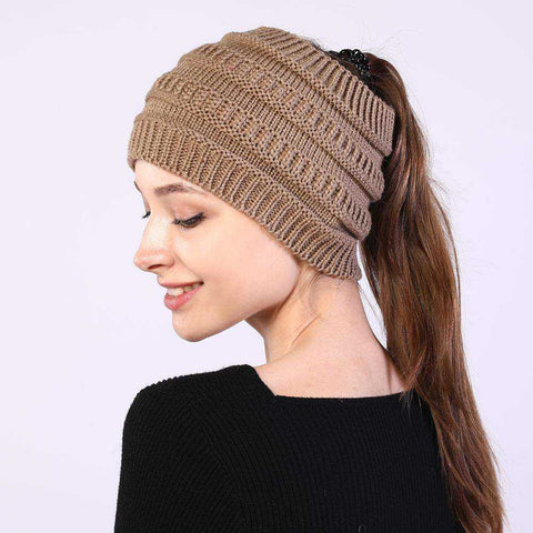 Image of Winter Knitted Ponytail Beanies