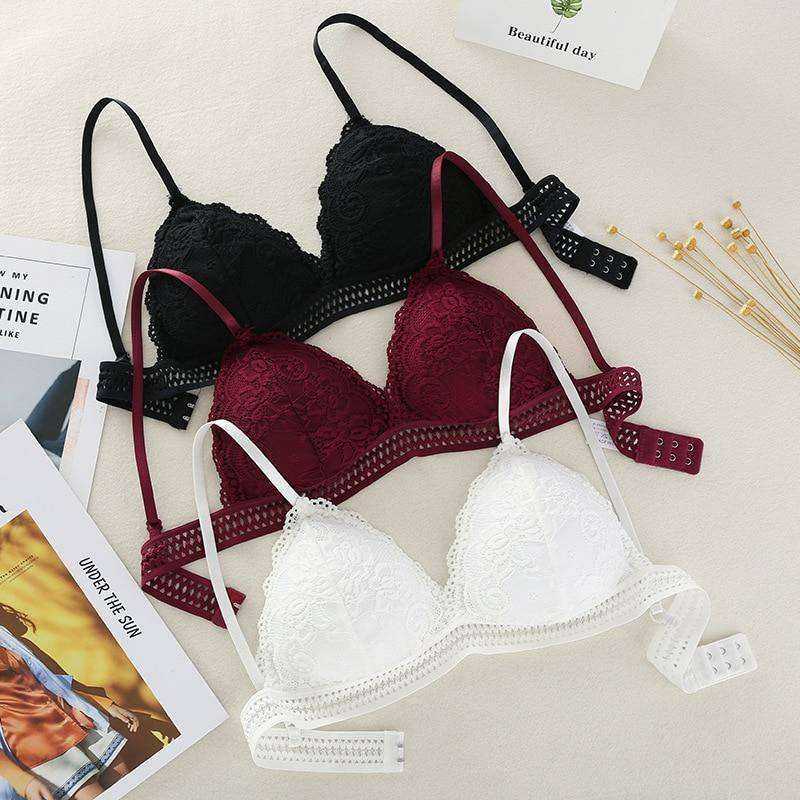 Sexy Seamless Deep V Lingerie Lace Wireless Women Bra