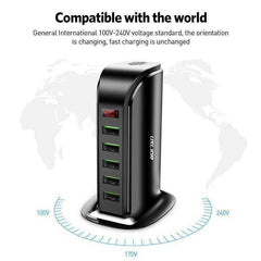 5 Port USB Charger HUB LED Display Multi USB Charging Station