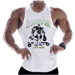 Summer Men Cotton Casual Printed Bodybuilding  Gym Fitness Workout Sleeveless Shirt