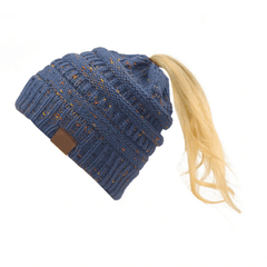 Women Warm Knitted Ponytail Beanies