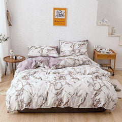 Printed Marble Bed Sets White Black Duvet Cover
