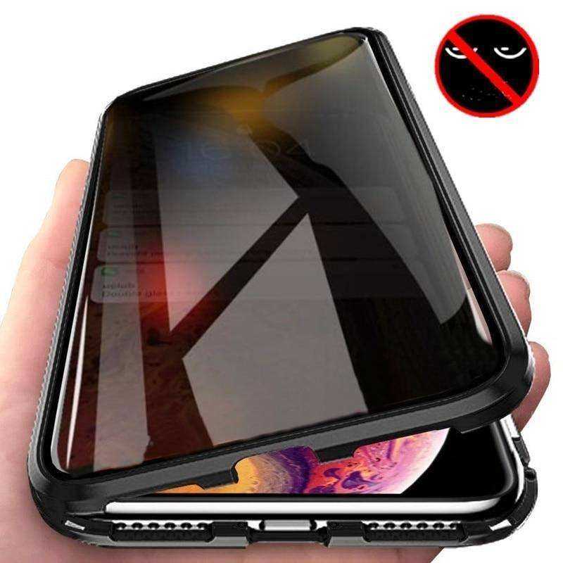 Iphone Metal Magnetic Tempered Glass Cell Phone Case