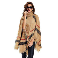 2021 Fashion Women Winter Warm Wool Plaid Knitted Poncho