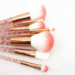 8pcs Red Glitter Diamond Crystal Makeup Brush Set