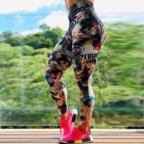 Image of New Arrival Women High Waist Push Up Digital Print Stretch Fitness Workout Sport Leggings