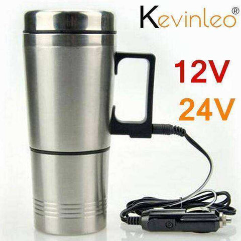 Image of 300ml 24v Water Heater Car Heating Cup Stainless Steel Auto Kettle Travel Coffee Tea Heated Mug