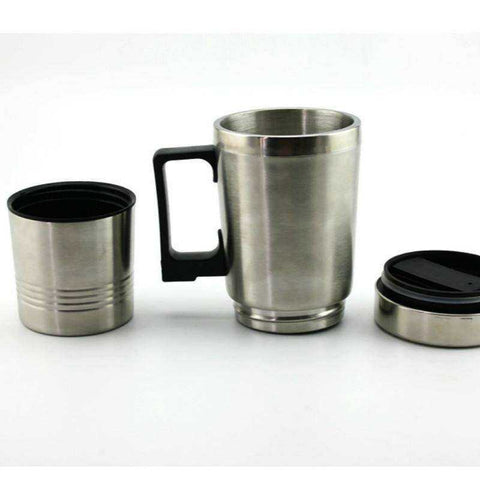 Image of 300ml 24v Water Heater Car Heating Cup Stainless Steel Auto Kettle Travel Coffee Tea Heated Mug
