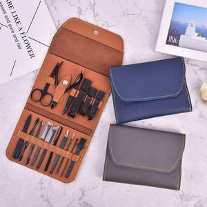New 16 in 1 Unisex Manicure Pedicure Kit Stainless Steel With Travel Case
