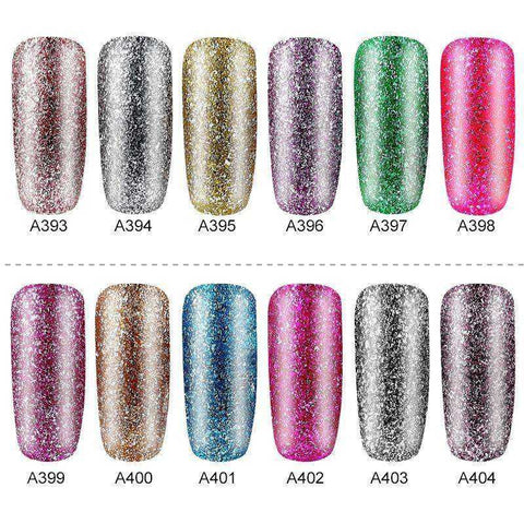 Image of Hybrid Varnishes Gel Nail Polish Set Glitter Platinum Nails Art