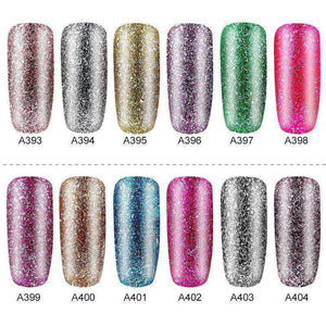 Hybrid Varnishes Gel Nail Polish Set Glitter Platinum Nails Art