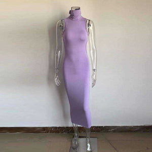 Women's High Turtleneck Backless Maxi Long Dress