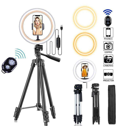 Image of 26cm Led Selfie Ring Light  Bluetooth Remote Lamp Photography Tripod Holder