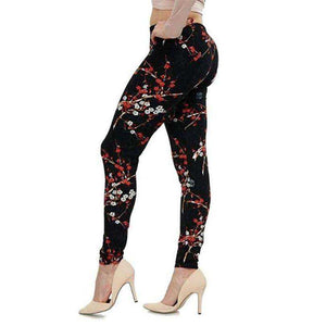 New 2021 Fashion Plus Size Print Flower Guitar Plaid Thin Nine Leggings