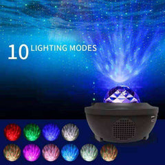 10 Color Ocean Waving Light Star Sky Projector 360 Degree Lamp With Bluetooth Speaker
