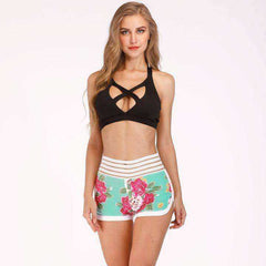 Aesthetic High Waist Summer Floral Flower Workout Booty Shorts