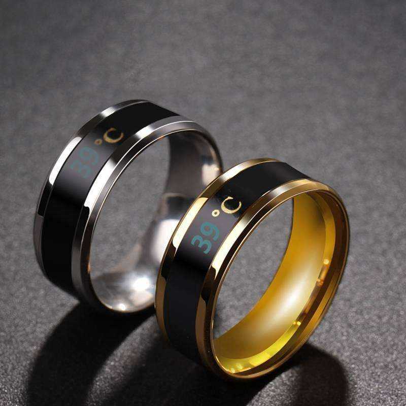 Fashion Sensor Real-time Body Temperature Display Ring Stainless Steel
