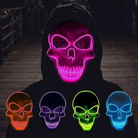 Halloween Skeleton Skull  Mask LED Glow Scary EL-Wire Cosplay Costume
