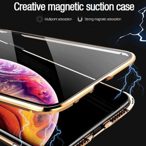 Image of Iphone Metal Magnetic Tempered Glass Cell Phone Case