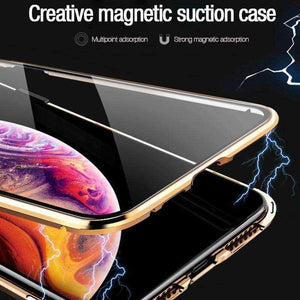 Iphone Metal Magnetic Tempered Glass Cell Phone Case