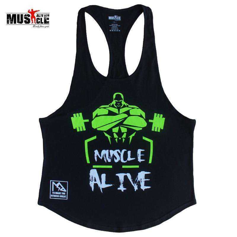 MUSCLE ALIVE Fitness Tank Top Men Bodybuilding Sleeveless