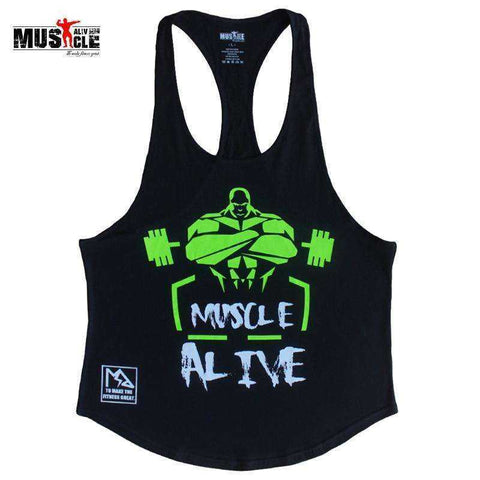 Image of MUSCLE ALIVE Fitness Tank Top Men Bodybuilding Sleeveless