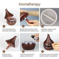 LED Aroma Air diffuser Aesthetic Wood Grain Cool Mist Maker with USB Electric