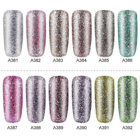 Image of Hybrid Varnishes Gel Nail Polish Set Glitter Platinum Nails Art