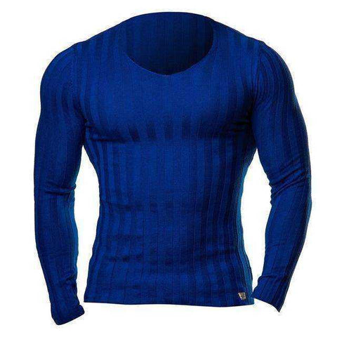 Image of Men Knitted Slim Long Sleeve V Neck Warm Sweater