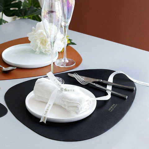 Image of Non Slip PU Leather Tableware Pad Placemat Disc