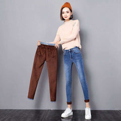 Women Warm Jean Pants