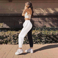 Black and White Patchwork Sweatpants