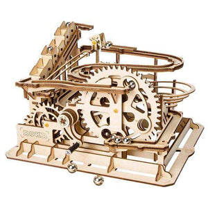 Marble Run DIY Waterwheel Wooden Model Building Block Assembly Toy