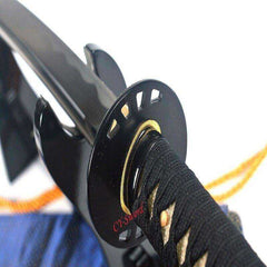 Hand Forged Japanese Black Kill Bill Katana Sword Black Iron Tsuba