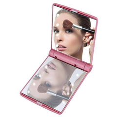 8 LED Lights Folding Square Cosmetic Pocket Mirror