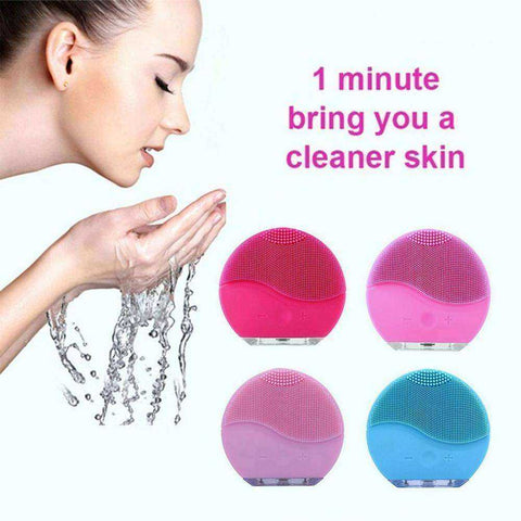 Image of Electric Sonic Vibration Massager Silicone Facial Cleansing Brush