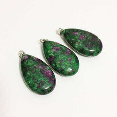 Large Size Green Stone Natural Rubies Zoisite Quartz Pendant
