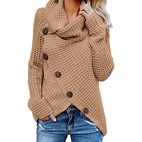Image of Women Turtleneck Knited Autumn Winter Oversize Loose Sweater