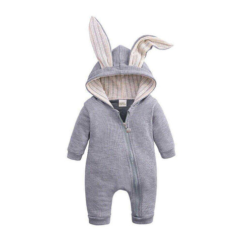 Image of Cutest Baby Warm Bunny Romper Long Ear Hooded Newborn Onesie