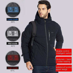 New Winter Outdoor USB Infrared Heating Hooded Jacket For Men