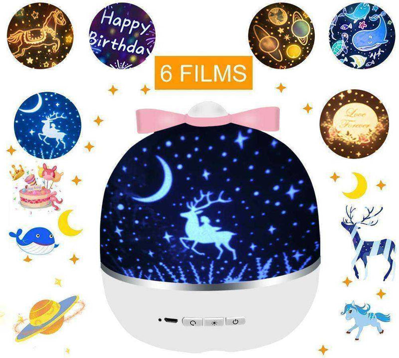 Aesthetic 2 in 1 6 Films Star Night Light 360 Degree Projector