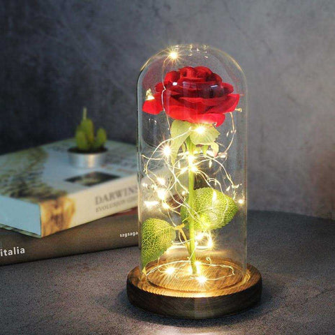 Image of Red Rose In A Glass Dome With LED Light