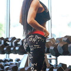 New  Writing Printing Put Hip Elastic High Waist Breathable Slim Leggings  For Women