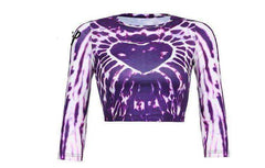 Rib Knitted Skinny Tie Dye Print Streetwear Ruffle Crop Top T-Shirt Women